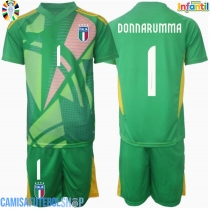 Camisa de time de futebol Itália Gianluigi Donnarumma #1 Goleiro Replicas 2º Equipamento Infantil Europeu 2024 Manga Curta (+ Calças curtas)
